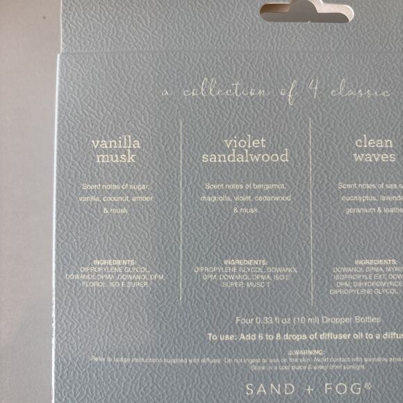 Sand + Fog Diffuser Oils CA Beach House Clean Waves Vanilla Musk Sandalwood etc - Picture 4 of 5